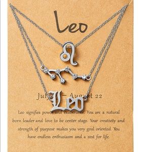 3pcs Leo zodiac sign necklace